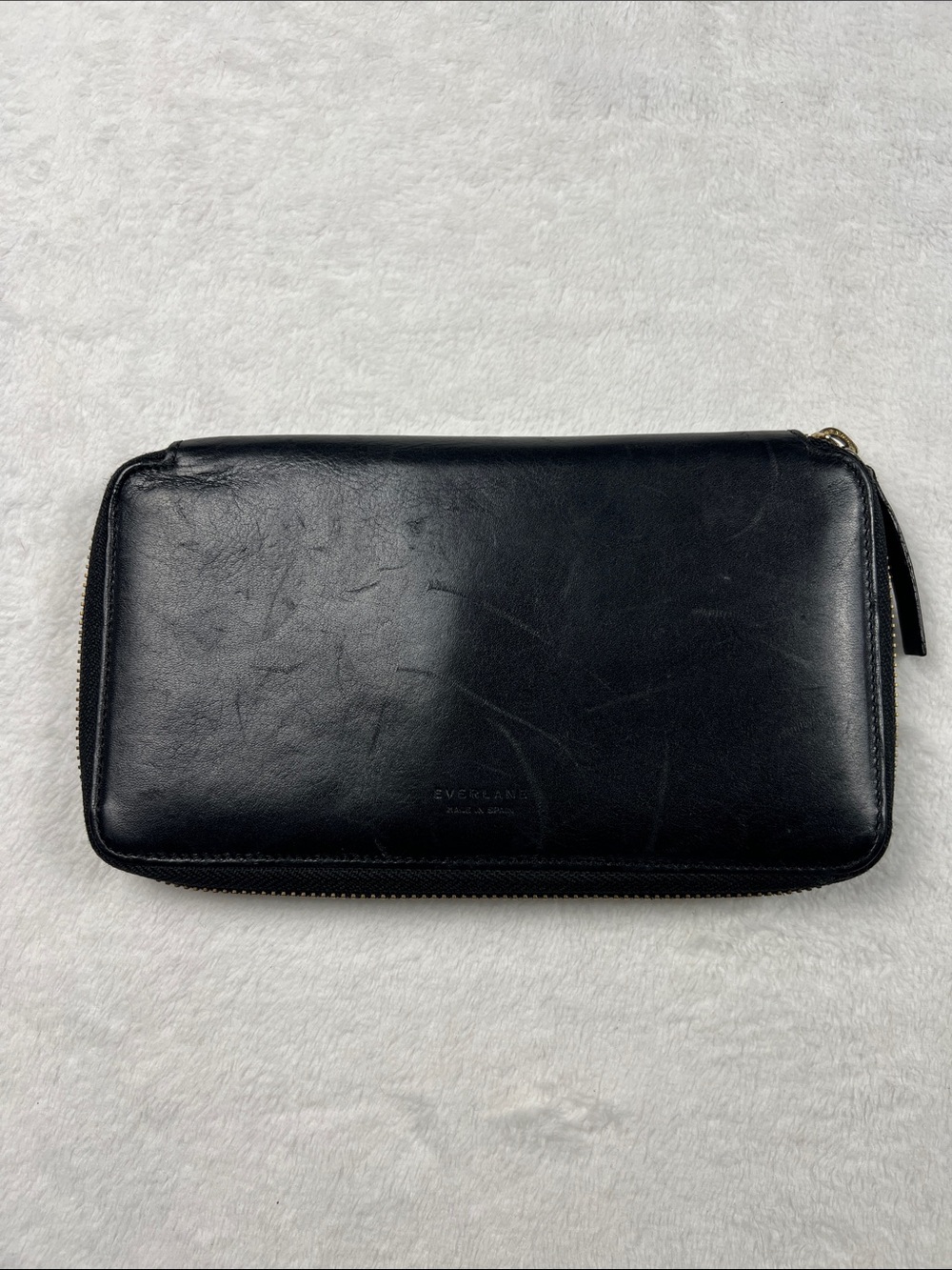Everlane Long Zip Wallet Black Spanish Leather Zip Around Clutch Made in Spain